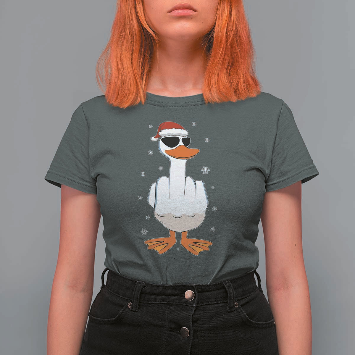 Funny Christmas Offensive Rude Duck T Shirt For Women I Dont Give A Duck Middle Finger Xmas - Wonder Print Shop