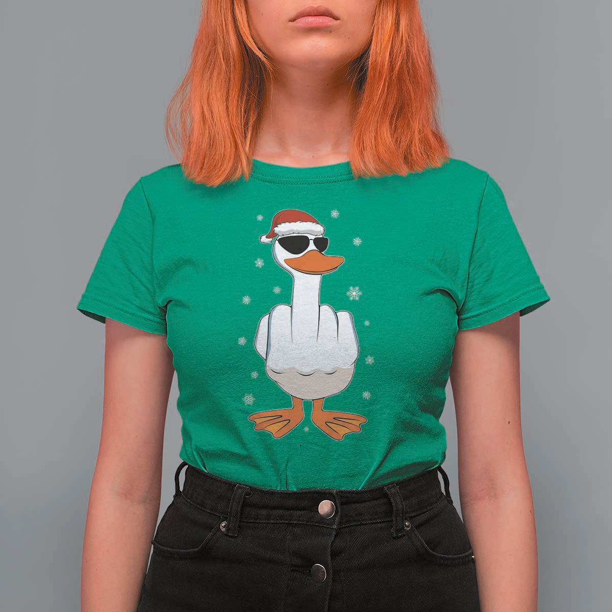 Funny Christmas Offensive Rude Duck T Shirt For Women I Dont Give A Duck Middle Finger Xmas - Wonder Print Shop