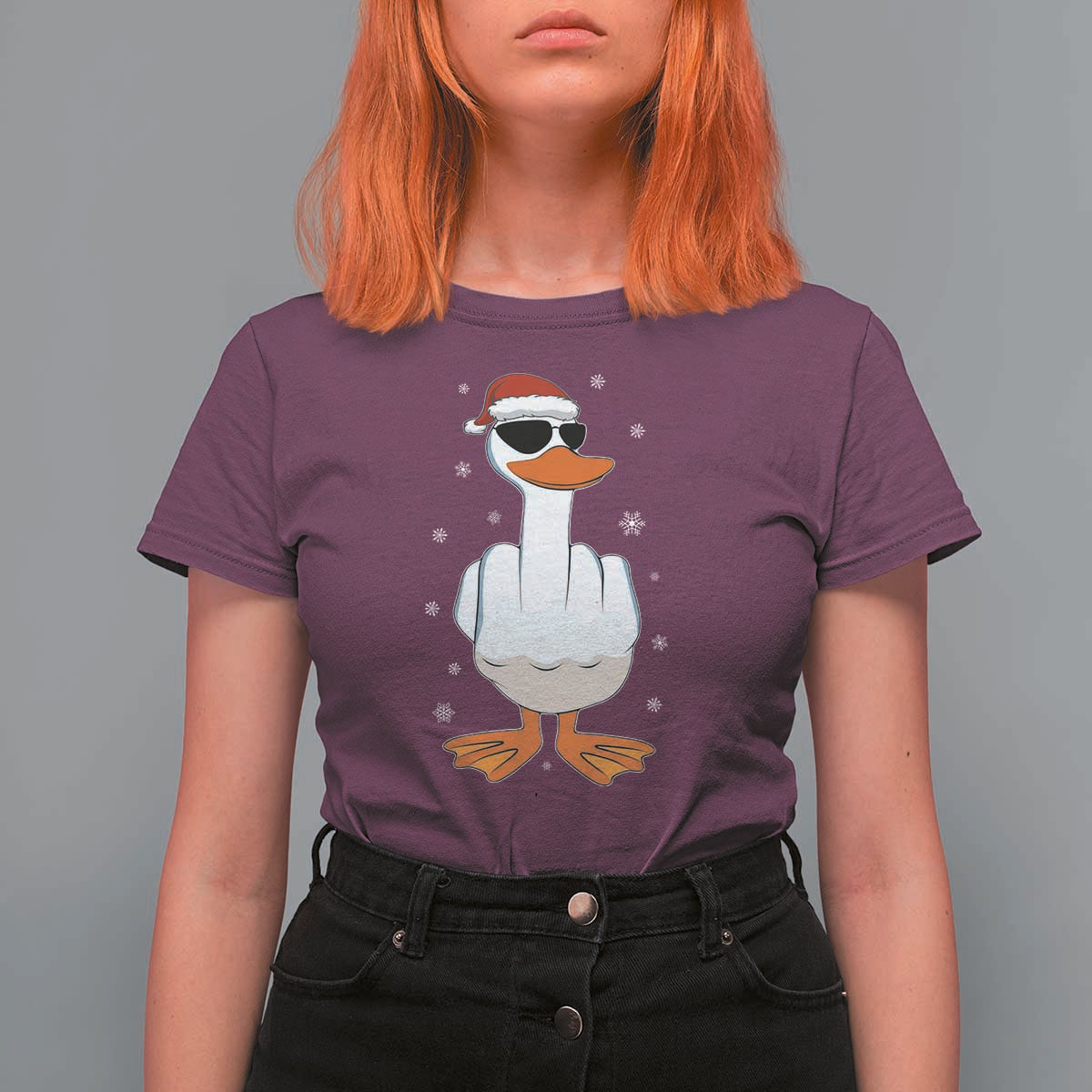 Funny Christmas Offensive Rude Duck T Shirt For Women I Dont Give A Duck Middle Finger Xmas - Wonder Print Shop