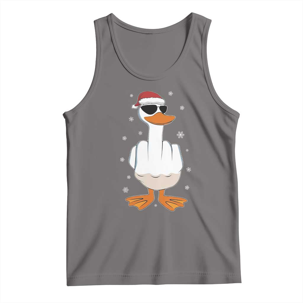 Funny Christmas Offensive Rude Duck Tank Top I Dont Give A Duck Middle Finger Xmas - Wonder Print Shop
