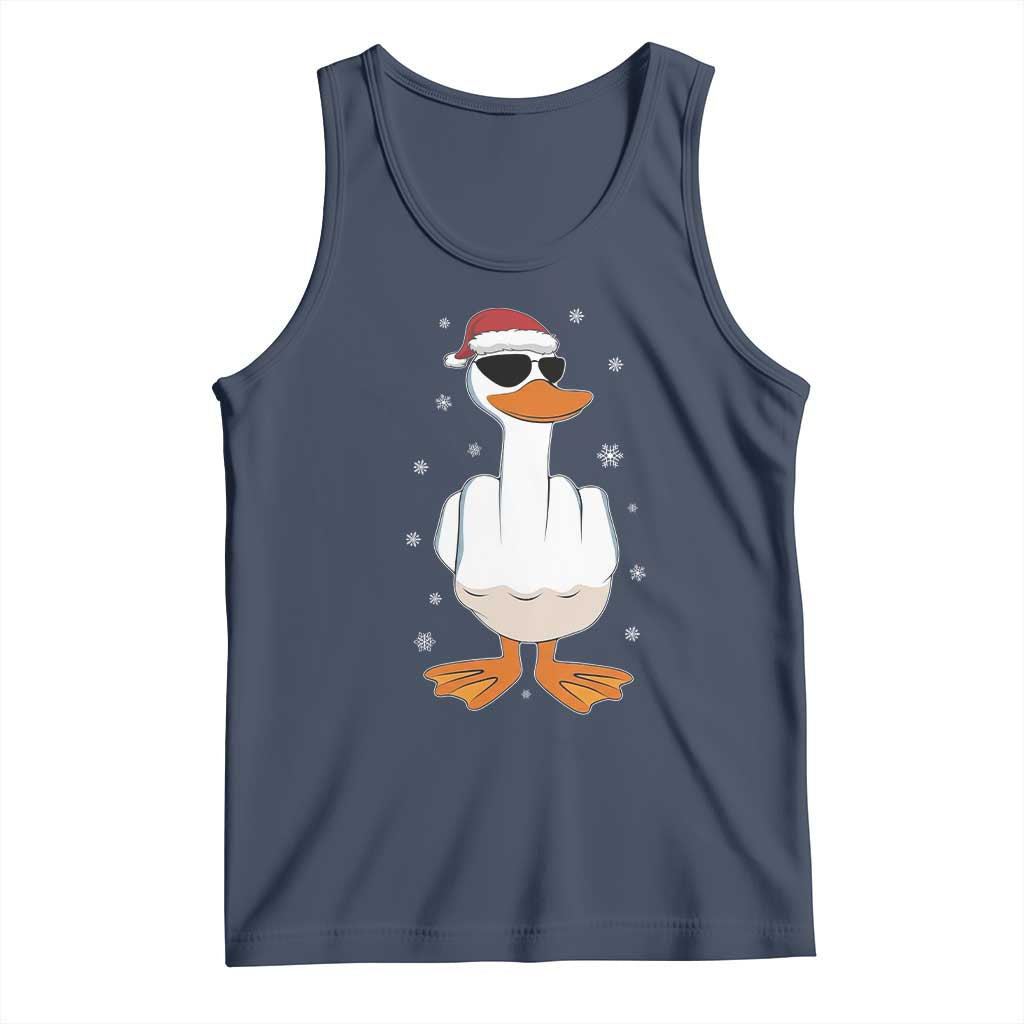 Funny Christmas Offensive Rude Duck Tank Top I Dont Give A Duck Middle Finger Xmas - Wonder Print Shop