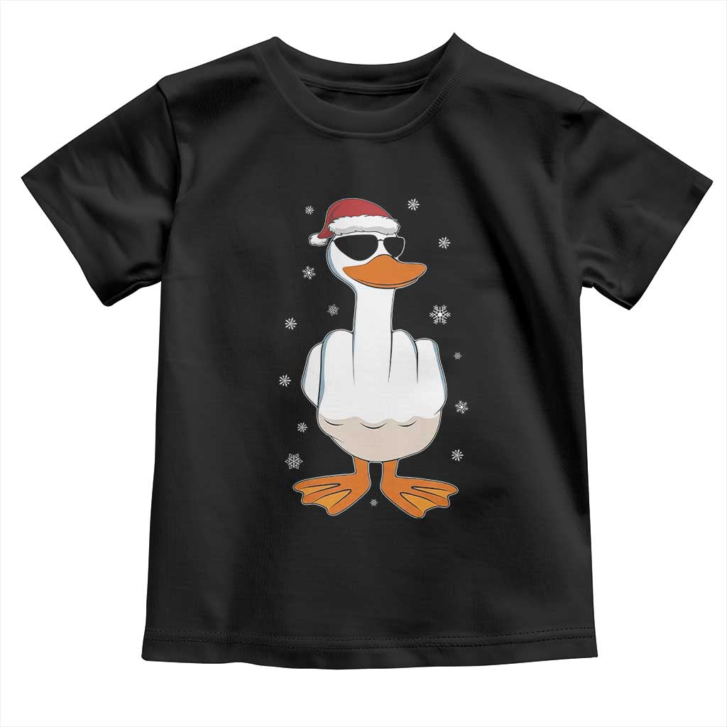 Funny Christmas Offensive Rude Duck Toddler T Shirt I Dont Give A Duck Middle Finger Xmas - Wonder Print Shop