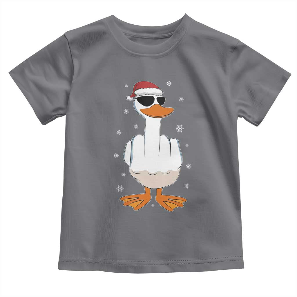 Funny Christmas Offensive Rude Duck Toddler T Shirt I Dont Give A Duck Middle Finger Xmas - Wonder Print Shop