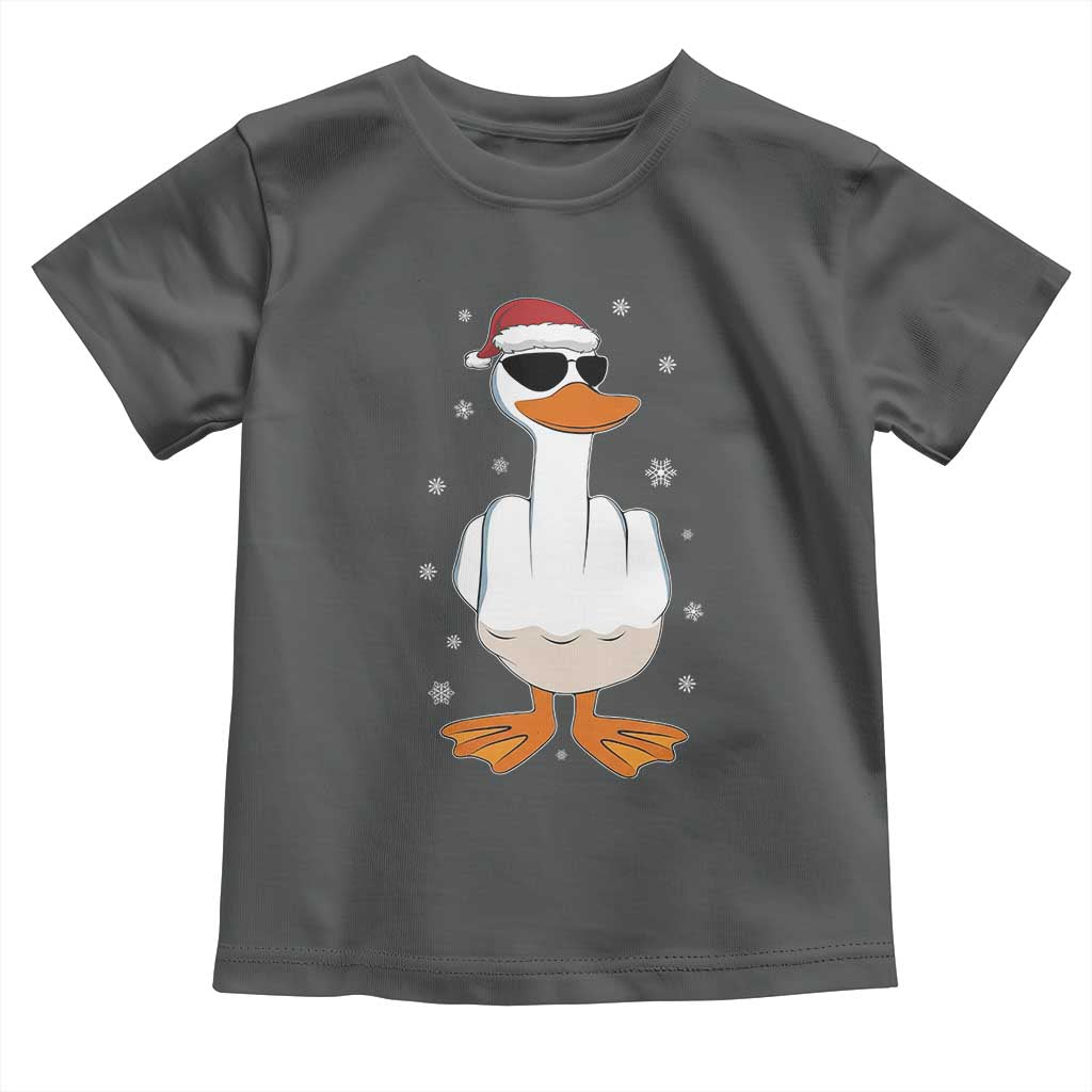 Funny Christmas Offensive Rude Duck Toddler T Shirt I Dont Give A Duck Middle Finger Xmas - Wonder Print Shop