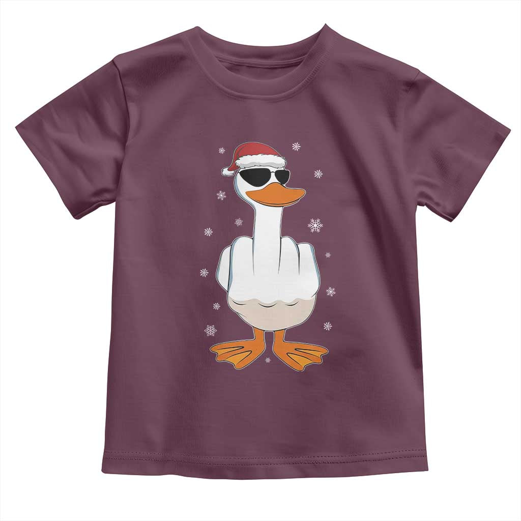 Funny Christmas Offensive Rude Duck Toddler T Shirt I Dont Give A Duck Middle Finger Xmas - Wonder Print Shop