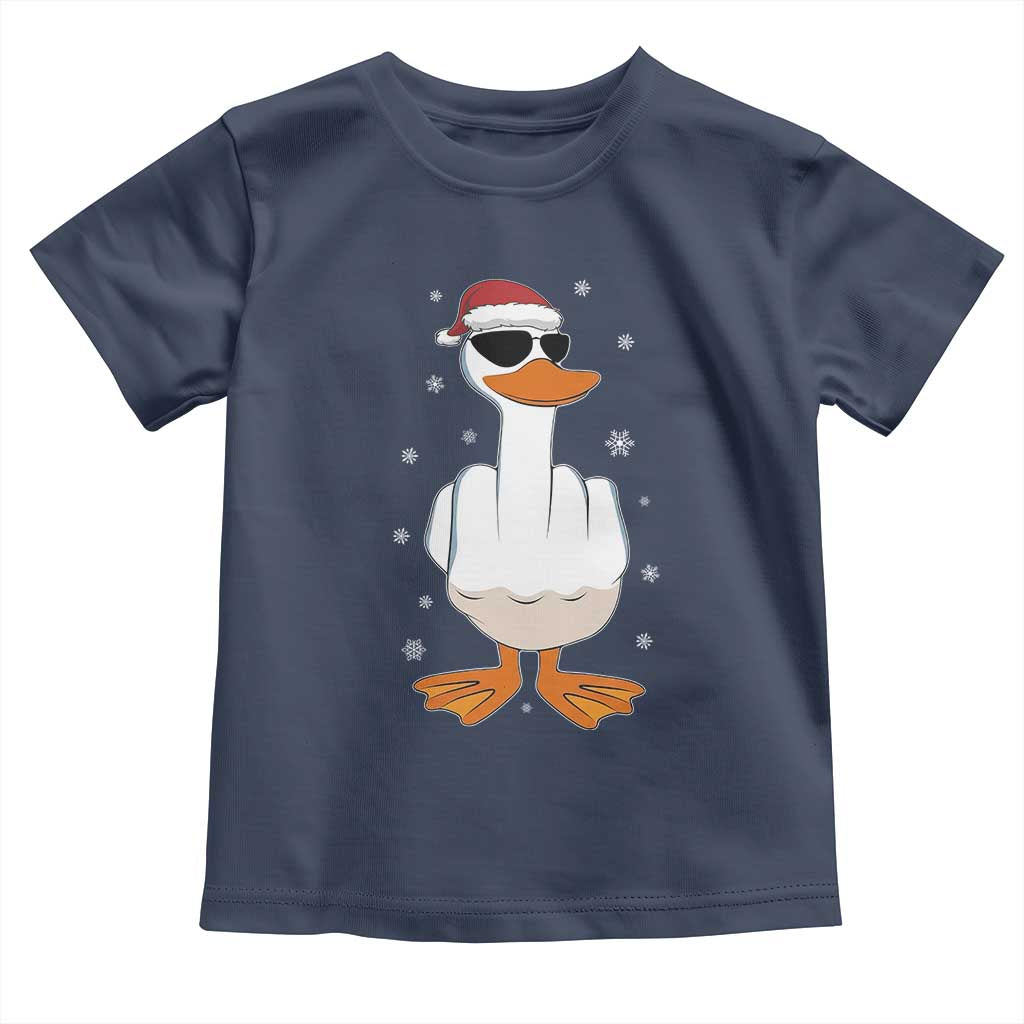 Funny Christmas Offensive Rude Duck Toddler T Shirt I Dont Give A Duck Middle Finger Xmas - Wonder Print Shop