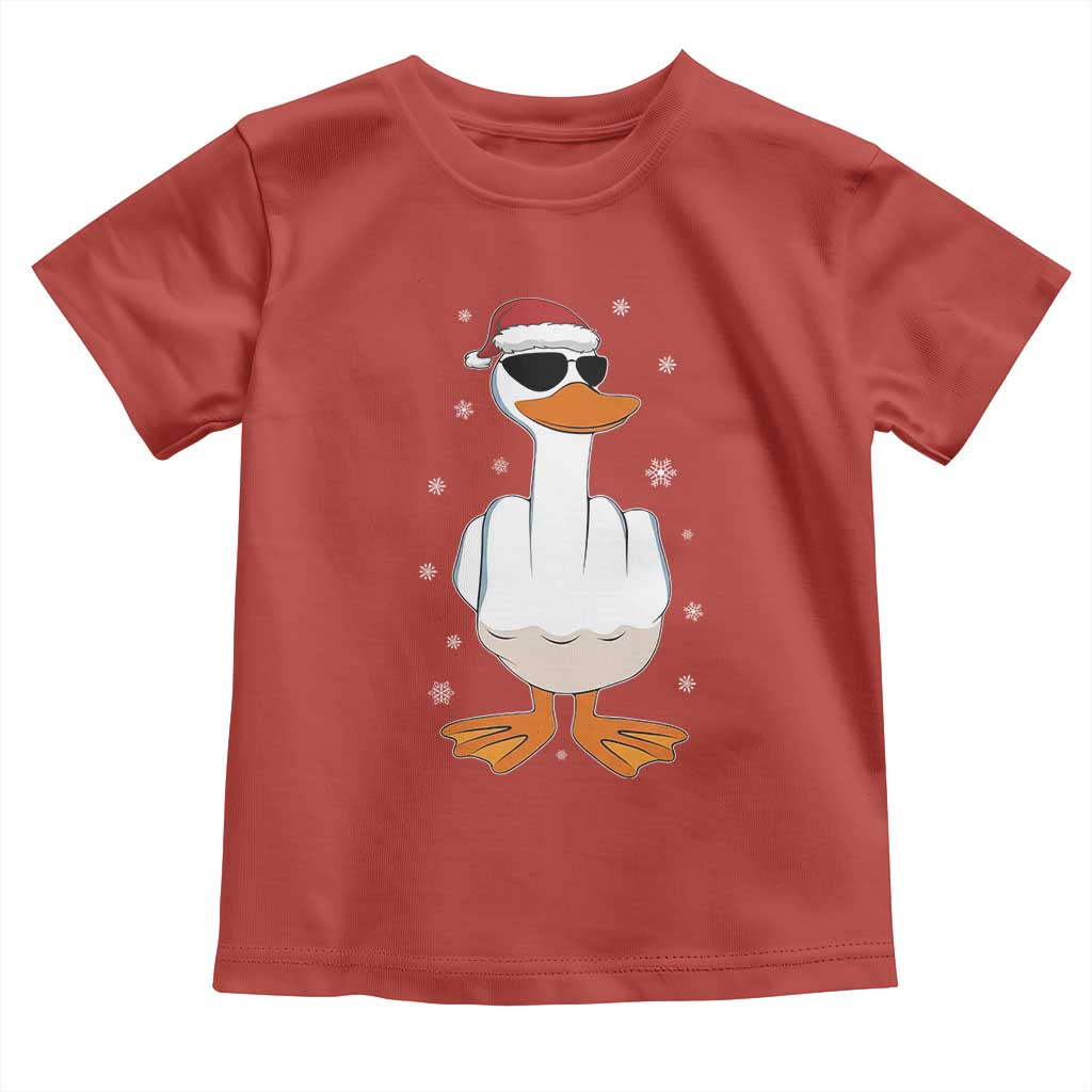Funny Christmas Offensive Rude Duck Toddler T Shirt I Dont Give A Duck Middle Finger Xmas - Wonder Print Shop