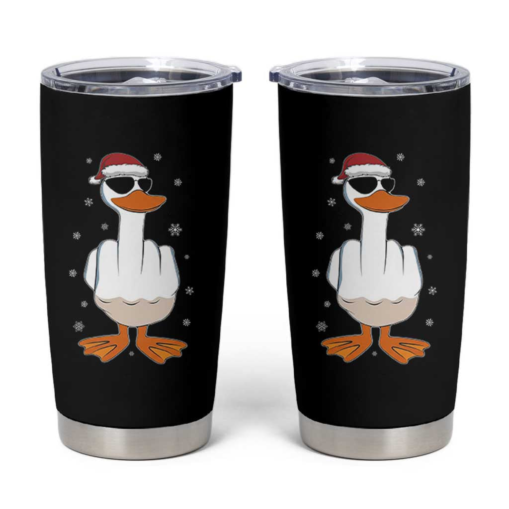 Funny Christmas Offensive Rude Duck Tumbler Cup I Dont Give A Duck Middle Finger Xmas - Wonder Print Shop