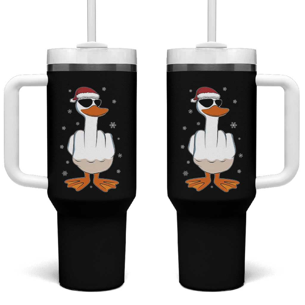 Funny Christmas Offensive Rude Duck Tumbler With Handle I Dont Give A Duck Middle Finger Xmas - Wonder Print Shop