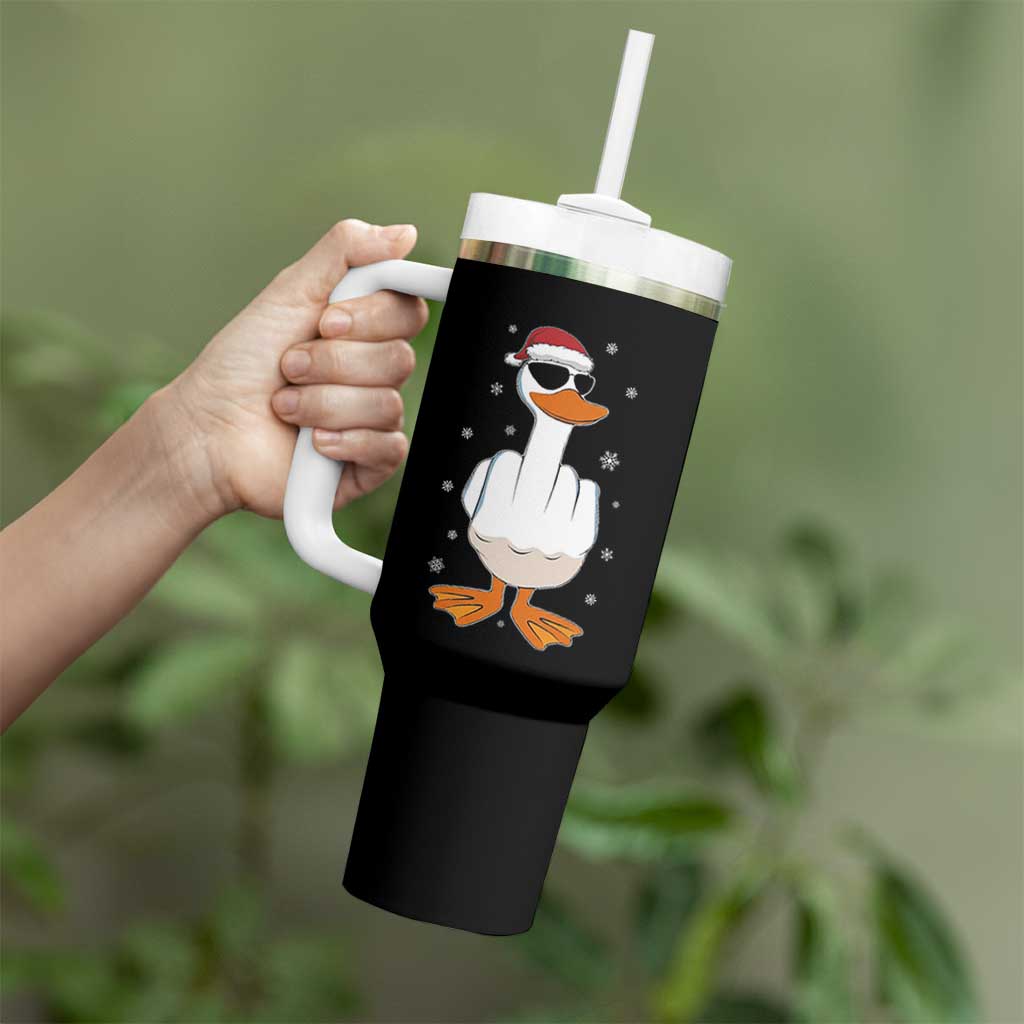 Funny Christmas Offensive Rude Duck Tumbler With Handle I Dont Give A Duck Middle Finger Xmas - Wonder Print Shop