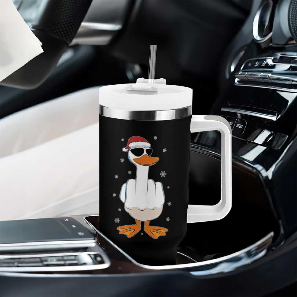 Funny Christmas Offensive Rude Duck Tumbler With Handle I Dont Give A Duck Middle Finger Xmas - Wonder Print Shop