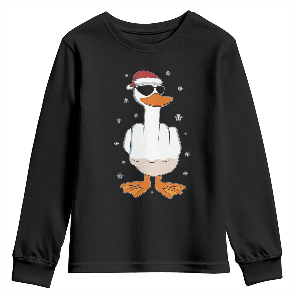 Funny Christmas Offensive Rude Duck Youth Sweatshirt I Dont Give A Duck Middle Finger Xmas - Wonder Print Shop