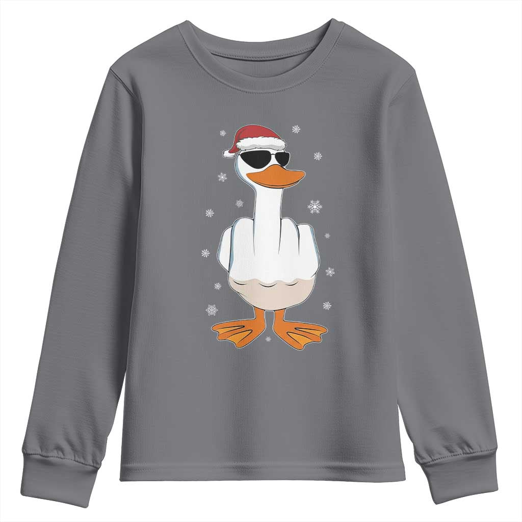 Funny Christmas Offensive Rude Duck Youth Sweatshirt I Dont Give A Duck Middle Finger Xmas - Wonder Print Shop