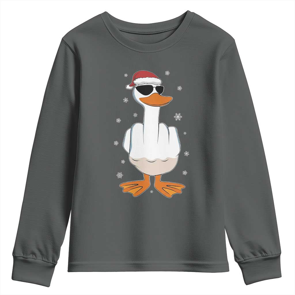 Funny Christmas Offensive Rude Duck Youth Sweatshirt I Dont Give A Duck Middle Finger Xmas - Wonder Print Shop