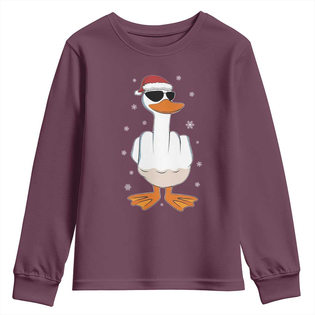 Funny Christmas Offensive Rude Duck Youth Sweatshirt I Dont Give A Duck Middle Finger Xmas - Wonder Print Shop
