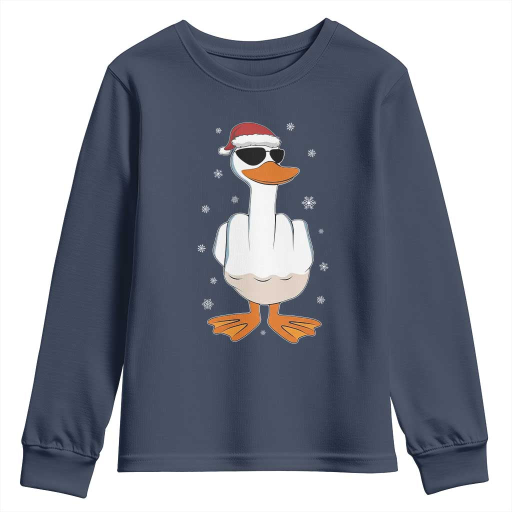 Funny Christmas Offensive Rude Duck Youth Sweatshirt I Dont Give A Duck Middle Finger Xmas - Wonder Print Shop
