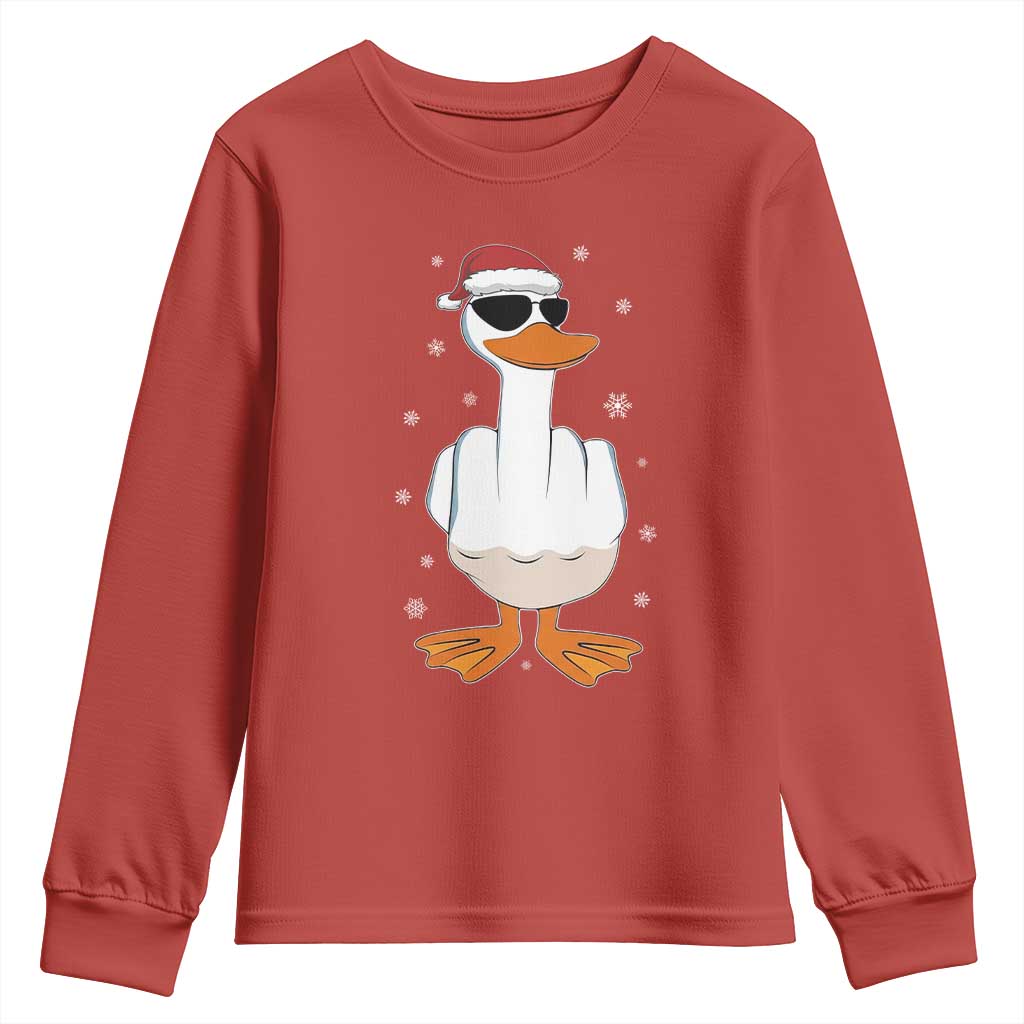 Funny Christmas Offensive Rude Duck Youth Sweatshirt I Dont Give A Duck Middle Finger Xmas - Wonder Print Shop