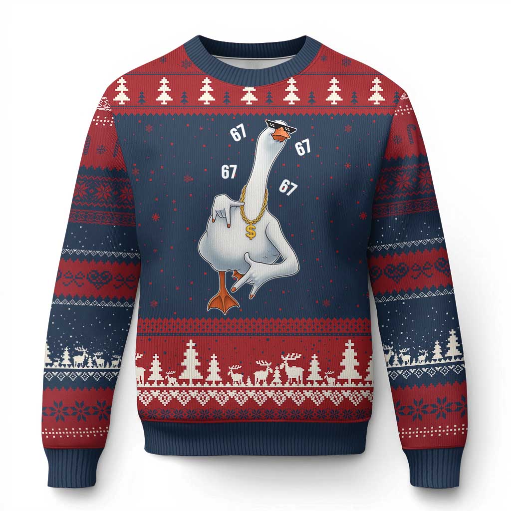 Funny 67 Cool Silly Goose Hip Hop Gangster Ugly Christmas Sweater - Wonder Print Shop