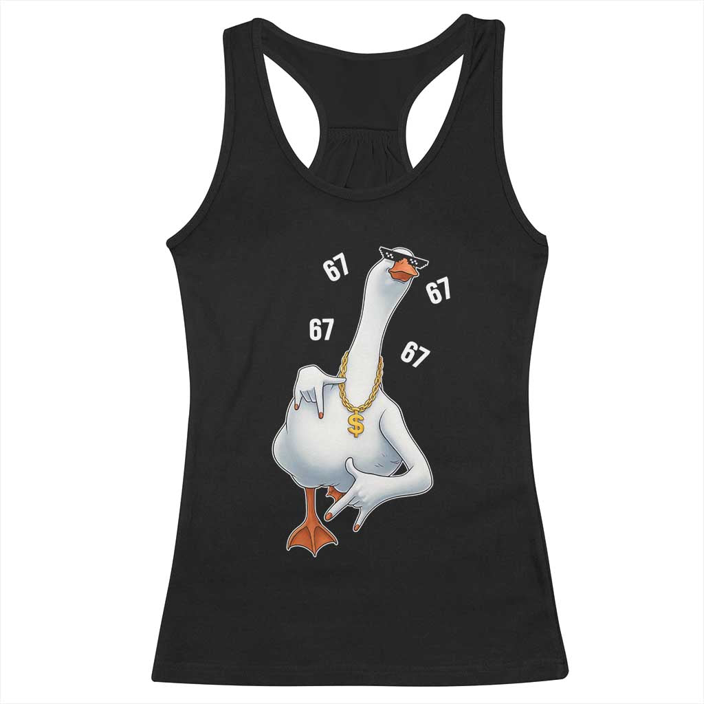 Funny 67 Cool Silly Goose Hip Hop Gangster Racerback Tank Top - Wonder Print Shop