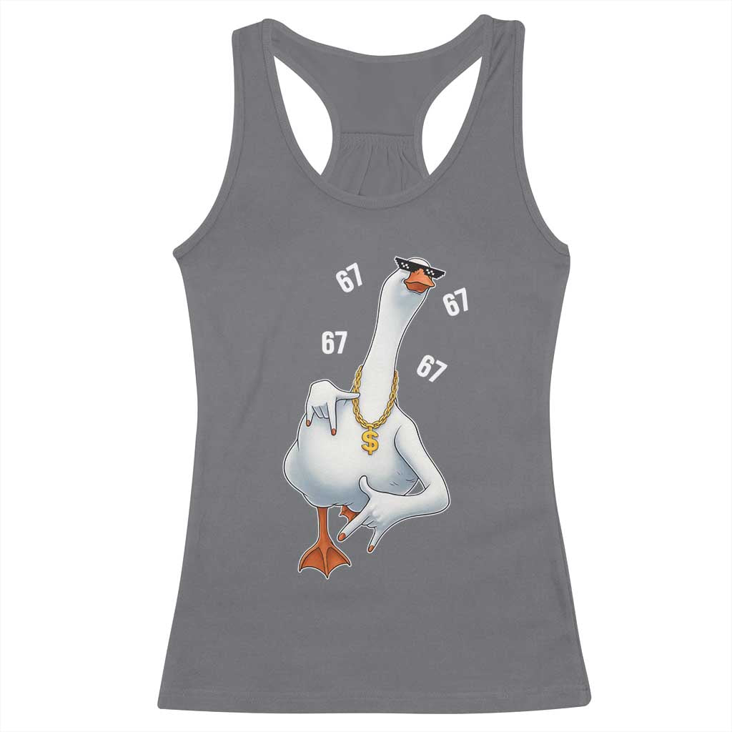Funny 67 Cool Silly Goose Hip Hop Gangster Racerback Tank Top - Wonder Print Shop