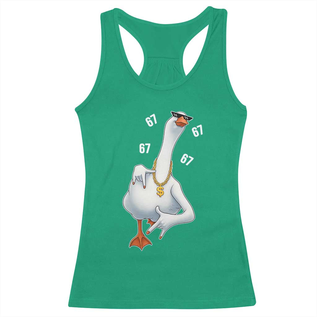 Funny 67 Cool Silly Goose Hip Hop Gangster Racerback Tank Top - Wonder Print Shop