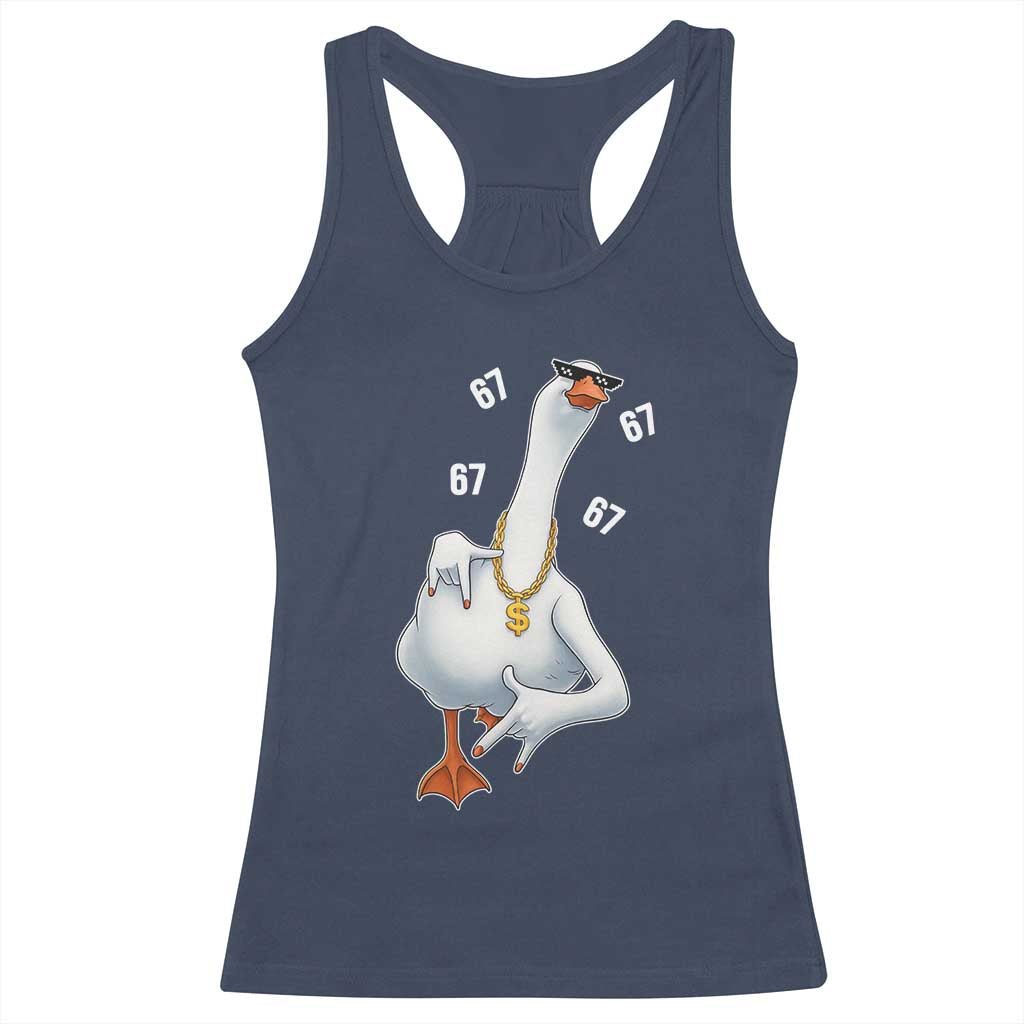 Funny 67 Cool Silly Goose Hip Hop Gangster Racerback Tank Top - Wonder Print Shop
