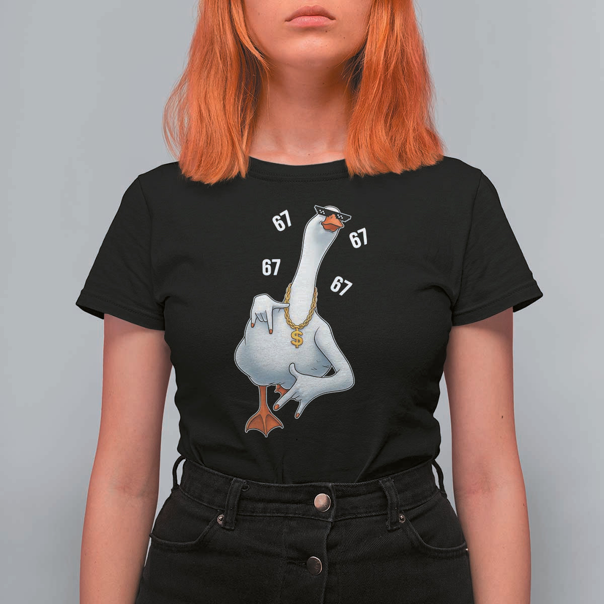 Funny 67 Cool Silly Goose Hip Hop Gangster T Shirt For Women - Wonder Print Shop