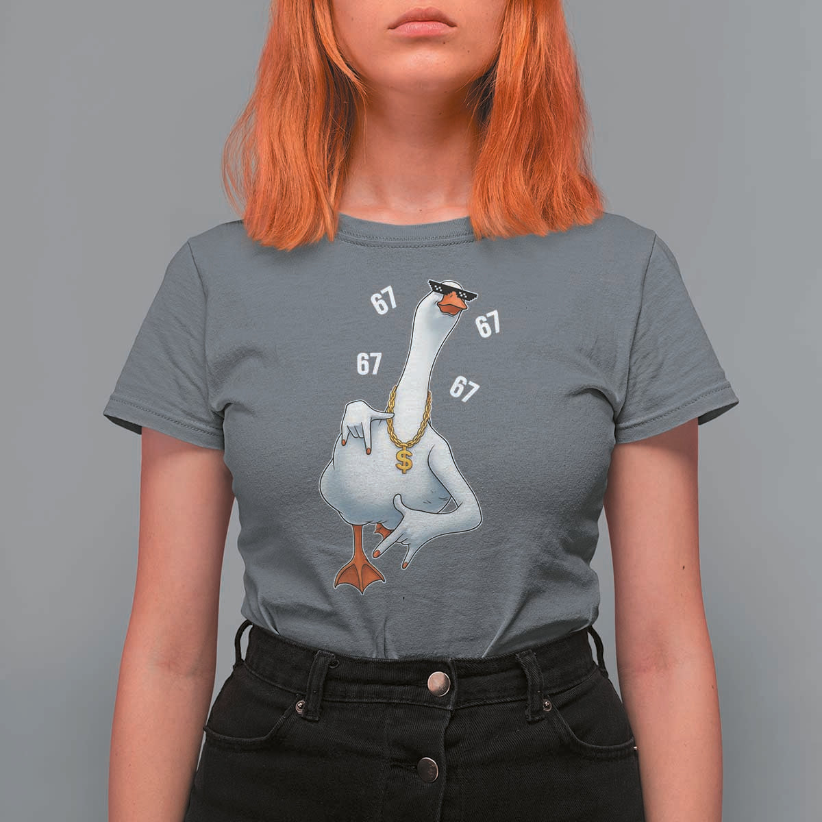 Funny 67 Cool Silly Goose Hip Hop Gangster T Shirt For Women - Wonder Print Shop