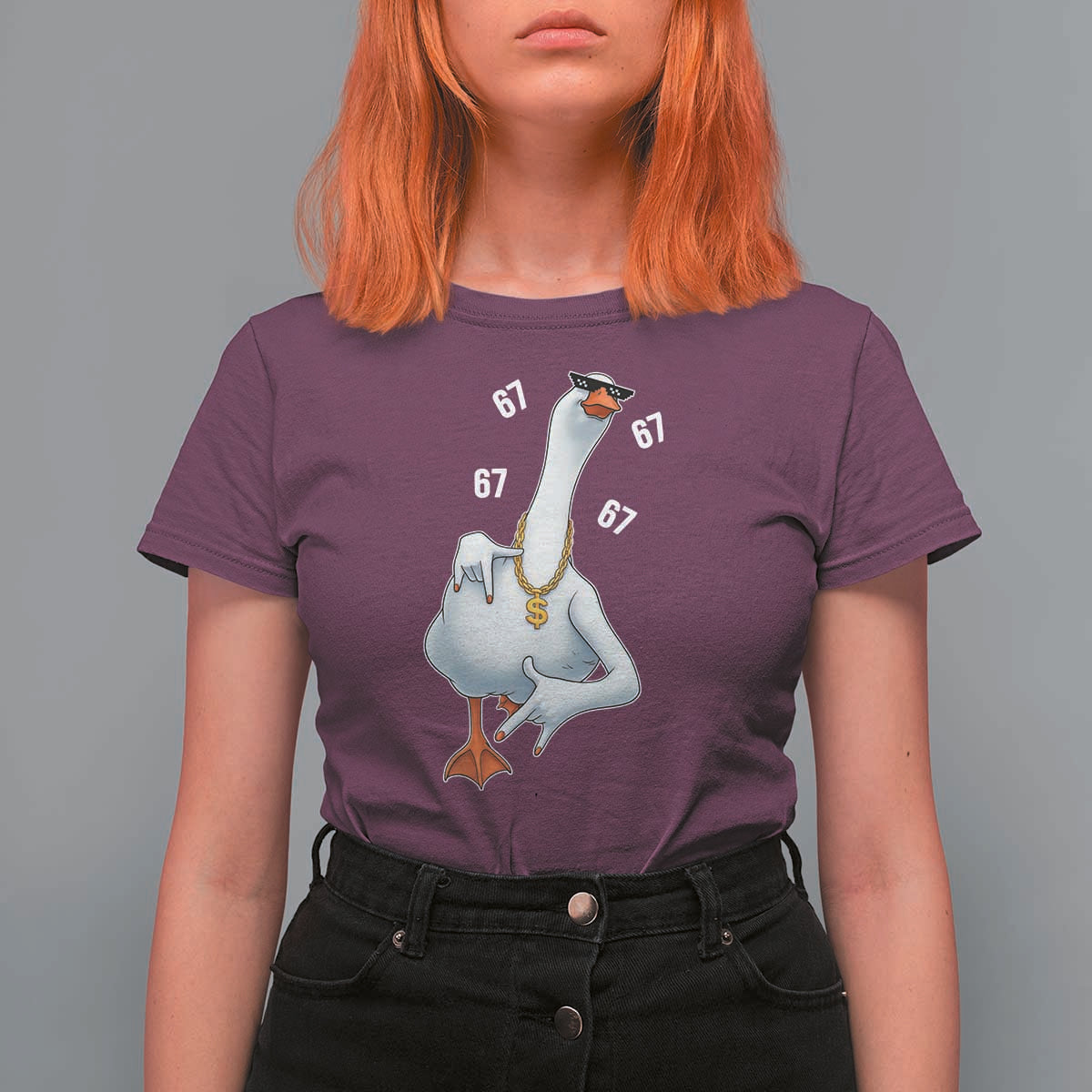 Funny 67 Cool Silly Goose Hip Hop Gangster T Shirt For Women - Wonder Print Shop