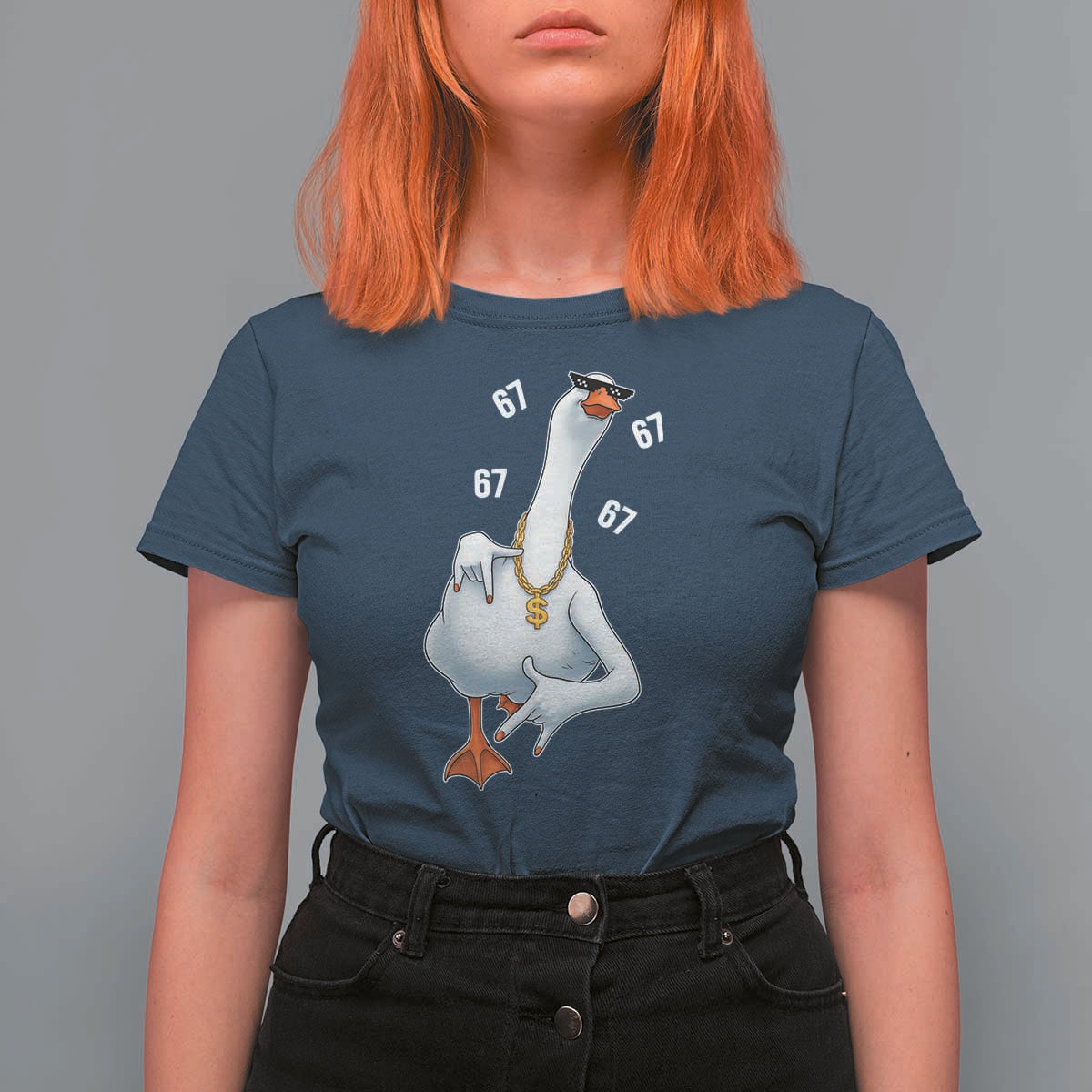 Funny 67 Cool Silly Goose Hip Hop Gangster T Shirt For Women - Wonder Print Shop