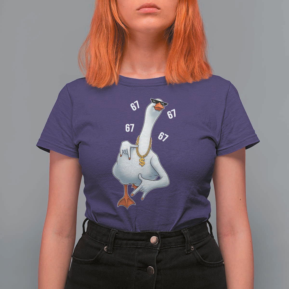 Funny 67 Cool Silly Goose Hip Hop Gangster T Shirt For Women - Wonder Print Shop