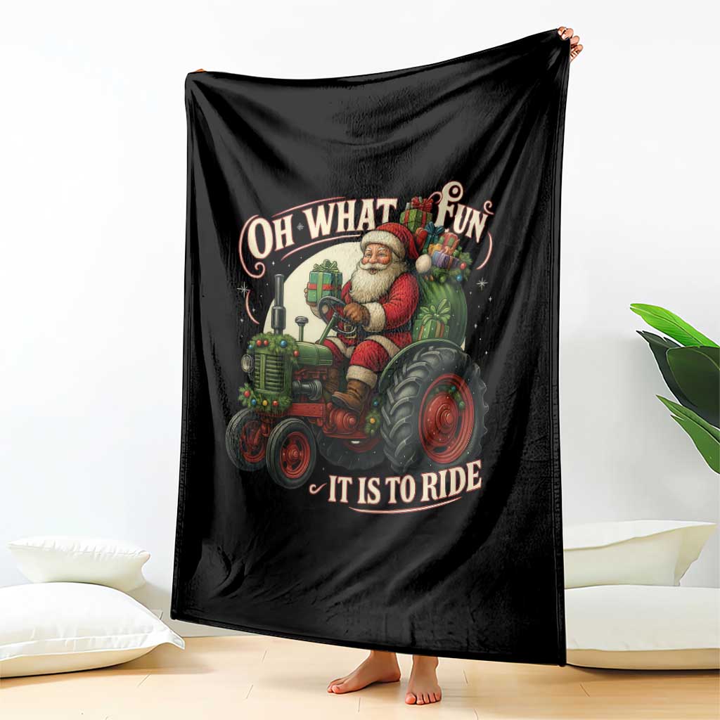 Funny Christmas Farmer Throw Blanket Oh What Fun It Is To Ride Santa Farm Tractor - Wonder Print Shop