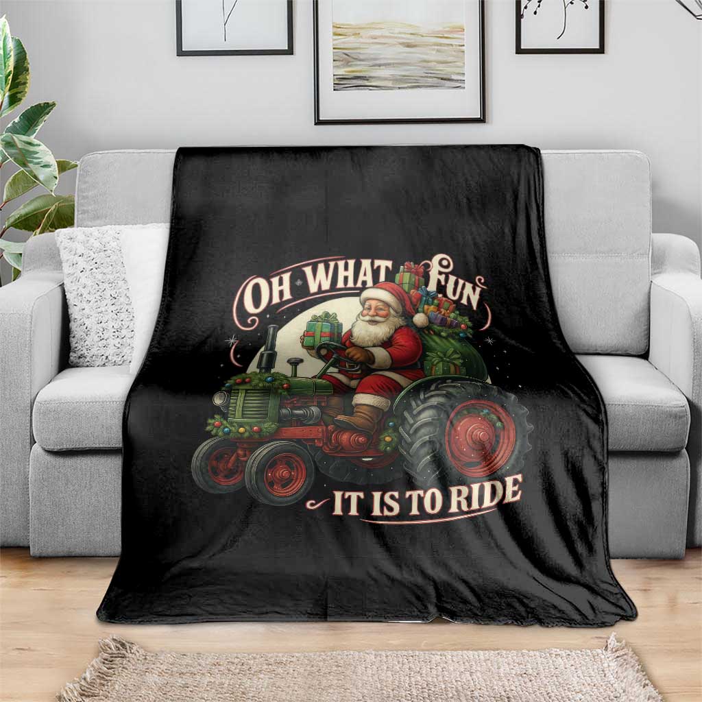 Funny Christmas Farmer Throw Blanket Oh What Fun It Is To Ride Santa Farm Tractor - Wonder Print Shop