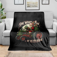 Funny Christmas Farmer Throw Blanket Oh What Fun It Is To Ride Santa Farm Tractor - Wonder Print Shop