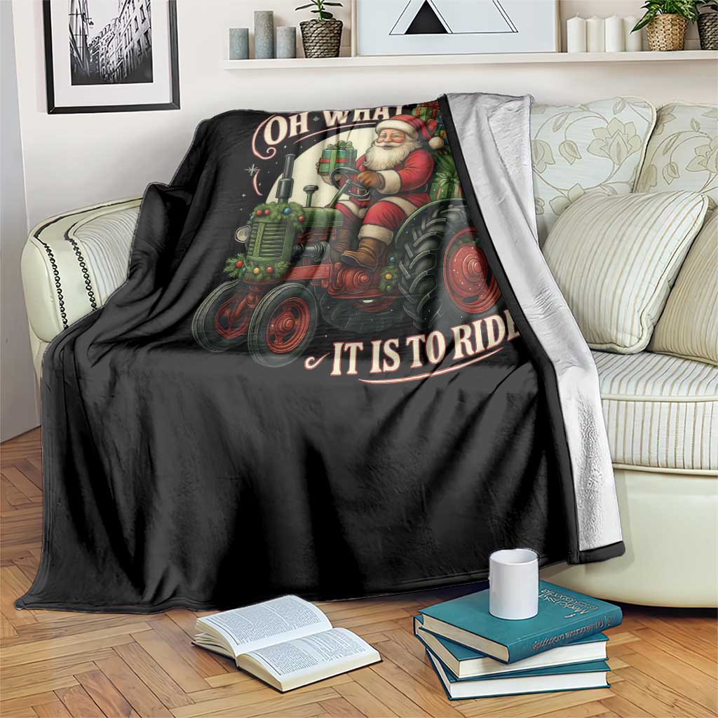 Funny Christmas Farmer Throw Blanket Oh What Fun It Is To Ride Santa Farm Tractor - Wonder Print Shop
