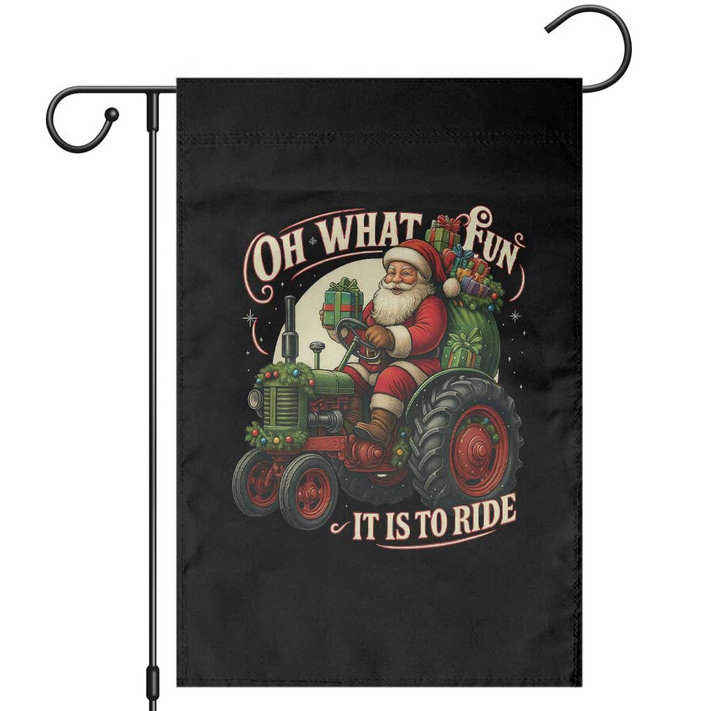 Funny Christmas Farmer Garden Flag Oh What Fun It Is To Ride Santa Farm Tractor - Wonder Print Shop