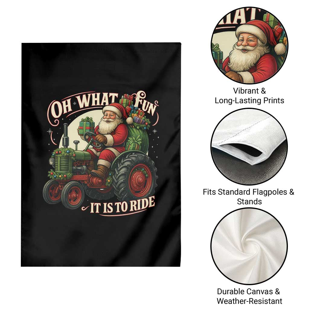 Funny Christmas Farmer Garden Flag Oh What Fun It Is To Ride Santa Farm Tractor - Wonder Print Shop