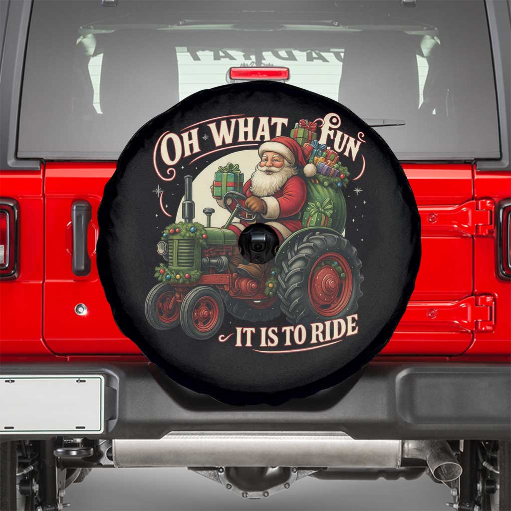 Funny Christmas Farmer Spare Tire Cover Oh What Fun It Is To Ride Santa Farm Tractor - Wonder Print Shop