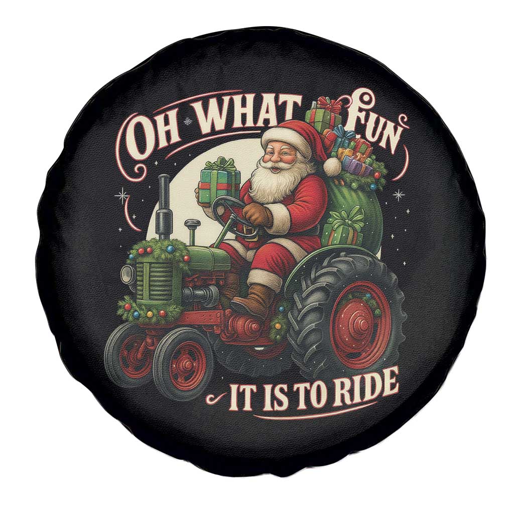 Funny Christmas Farmer Spare Tire Cover Oh What Fun It Is To Ride Santa Farm Tractor - Wonder Print Shop