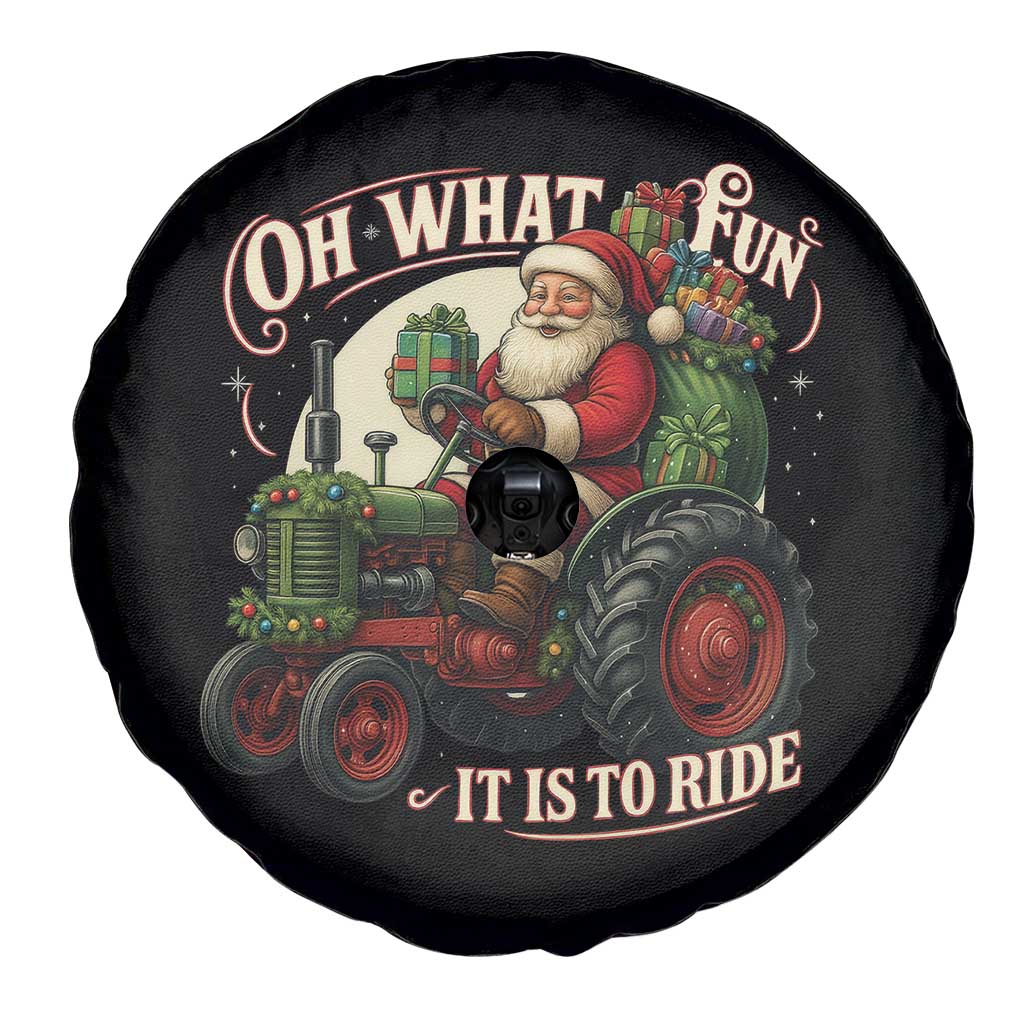 Funny Christmas Farmer Spare Tire Cover Oh What Fun It Is To Ride Santa Farm Tractor - Wonder Print Shop