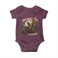 Funny Christmas Farmer Baby Onesie Oh What Fun It Is To Ride Santa Farm Tractor - Wonder Print Shop