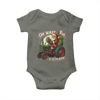 Funny Christmas Farmer Baby Onesie Oh What Fun It Is To Ride Santa Farm Tractor - Wonder Print Shop