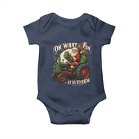 Funny Christmas Farmer Baby Onesie Oh What Fun It Is To Ride Santa Farm Tractor - Wonder Print Shop