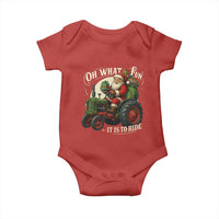 Funny Christmas Farmer Baby Onesie Oh What Fun It Is To Ride Santa Farm Tractor - Wonder Print Shop