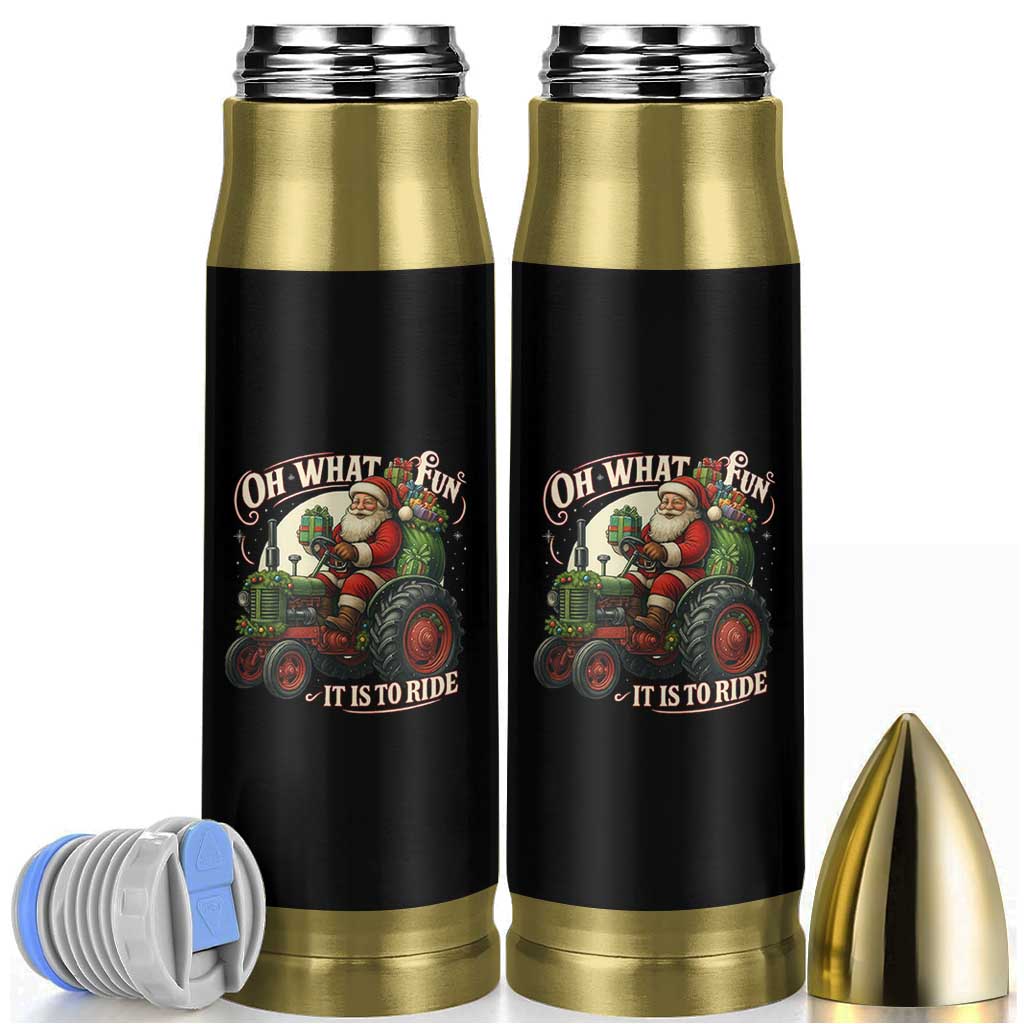 Funny Christmas Farmer Bullet Tumbler Oh What Fun It Is To Ride Santa Farm Tractor - Wonder Print Shop