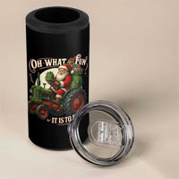 Funny Christmas Farmer 4 in 1 Can Cooler Tumbler Oh What Fun It Is To Ride Santa Farm Tractor - Wonder Print Shop