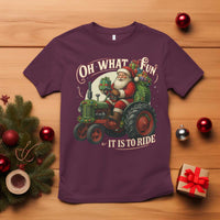 Funny Christmas Farmer T Shirt Oh What Fun It Is To Ride Santa Farm Tractor - Wonder Print Shop