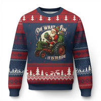 Funny Xmas Farmer Ugly Christmas Sweater Oh What Fun It Is To Ride Santa Farm Tractor - Wonder Print Shop