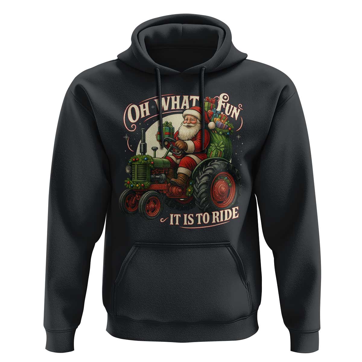 Funny Christmas Farmer Hoodie Oh What Fun It Is To Ride Santa Farm Tractor - Wonder Print Shop