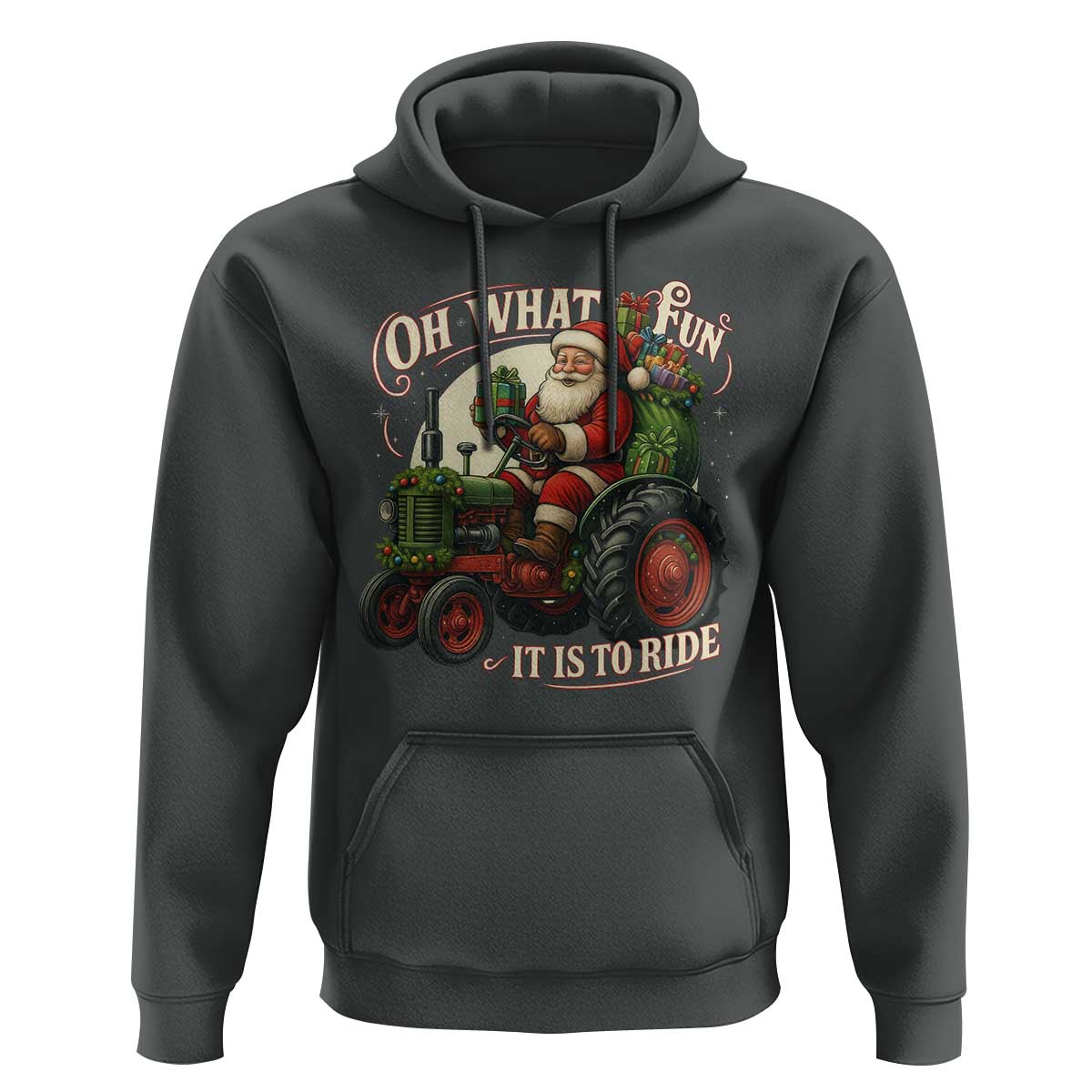 Funny Christmas Farmer Hoodie Oh What Fun It Is To Ride Santa Farm Tractor - Wonder Print Shop